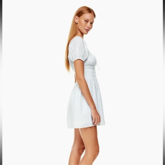 Aritzia Sunday Best Organic Cotton Puff Sleeve Babydoll Mini Dress Size Large - Picture 3 of 13